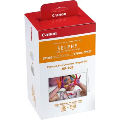 Canon RP-108 Color Ink/Paper Set, Compatible with Selphy CP910/CP820/CP1200/CP1300
