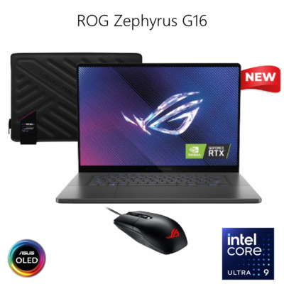 NEW (2024) Laptop ROG Zephyrus G16 | Intel Core Ultra 9 Processor RTX™ 4090 16″  240Hz WQXGA OLED HDR 500NITS ROG Zephyrus Sleeve ROG Impact Gaming Mouse & Win 11