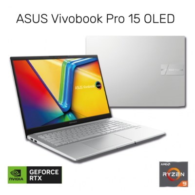 New Laptop ASUS Vivobook Pro 15 OLED AMD Ryzen 9 7940HS  NVIDIA RTX™ 4050 6GB DDR6, 16GB DDR5X 1TB SSD 15.6″ 2.8K OLED | Cool Silver