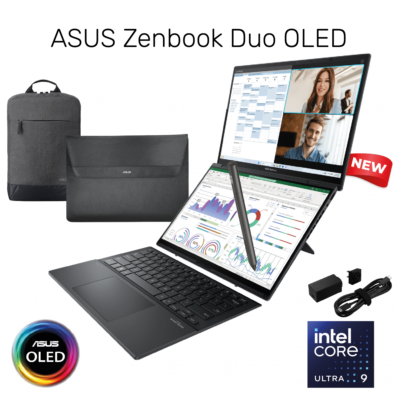 New Laptop ASUS Zenbook Duo OLED | Intel Core Ultra 9  32GB DDR5X 2TB SSD 14.0 Double Screen 3K OLED Backpack Sleeve & ASUS Pen | Win 11 Home