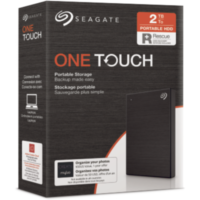 External Seagate One Touch +Rescue 2TB, Portable HDD  USB 3.0 Micro-B -BLACK