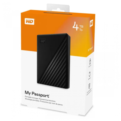WD 4TB My Passport Portable External Hard Drive HDD, USB 3.0, USB 2.0 Compatible, Slim design